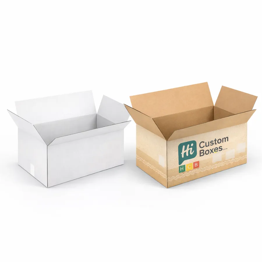 Large corrugated shipping boxes in white and kraft brown- ideal for wholesale jumper delivery- class=